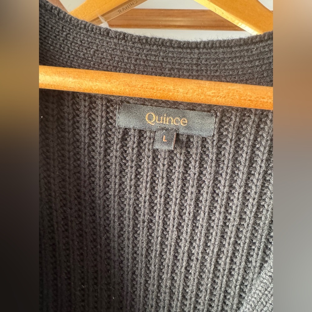 Quince Organic Cotton Black Cardigan Large - Picture 3 of 4